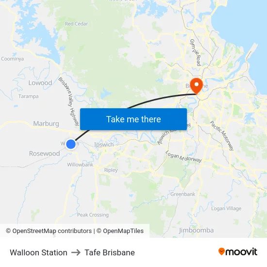 Walloon Station to Tafe Brisbane map