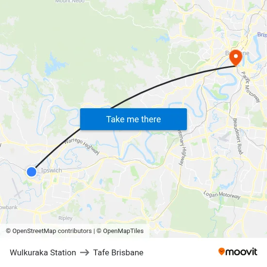Wulkuraka Station to Tafe Brisbane map