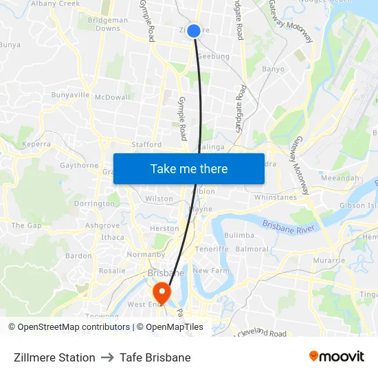 Zillmere Station to Tafe Brisbane map