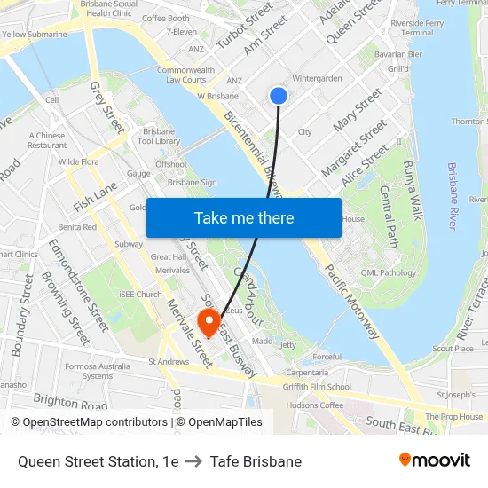 Queen Street Station, 1e to Tafe Brisbane map