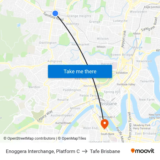 Enoggera Interchange, Platform C to Tafe Brisbane map