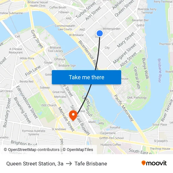 Queen Street Station, 3a to Tafe Brisbane map