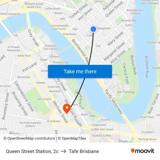 Queen Street Station, 2c to Tafe Brisbane map