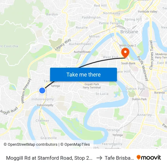 Moggill Rd at Stamford Road, Stop 22/23 to Tafe Brisbane map