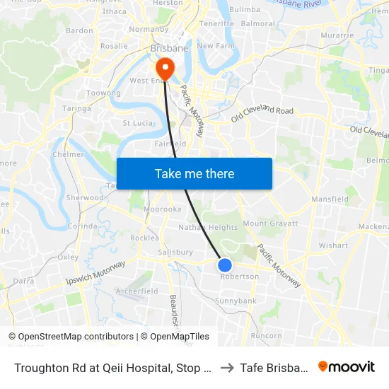 Troughton Rd at Qeii Hospital, Stop 37 to Tafe Brisbane map