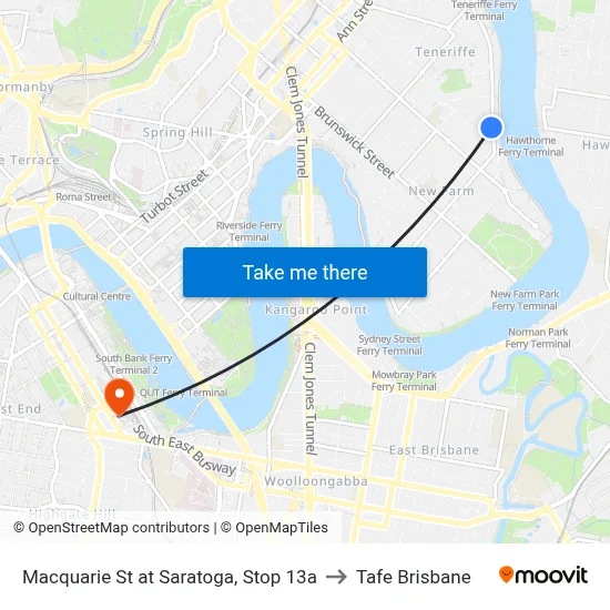Macquarie St at Saratoga, Stop 13a to Tafe Brisbane map