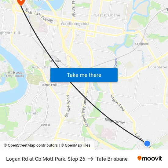 Logan Rd at Cb Mott Park, Stop 26 to Tafe Brisbane map