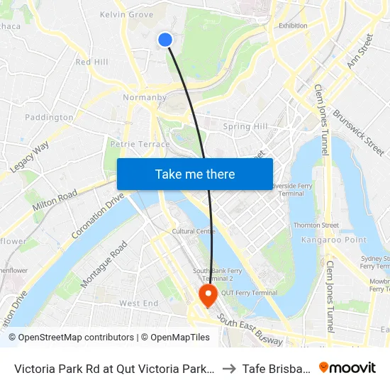 Victoria Park Rd at Qut Victoria Park Rd to Tafe Brisbane map