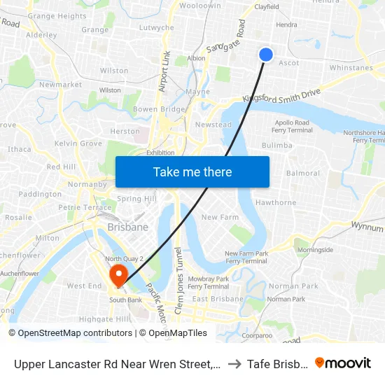 Upper Lancaster Rd Near Wren Street, Stop 25 to Tafe Brisbane map