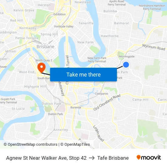 Agnew St Near Walker Ave, Stop 42 to Tafe Brisbane map