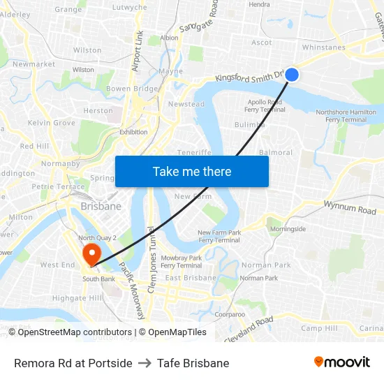 Remora Rd at Portside to Tafe Brisbane map
