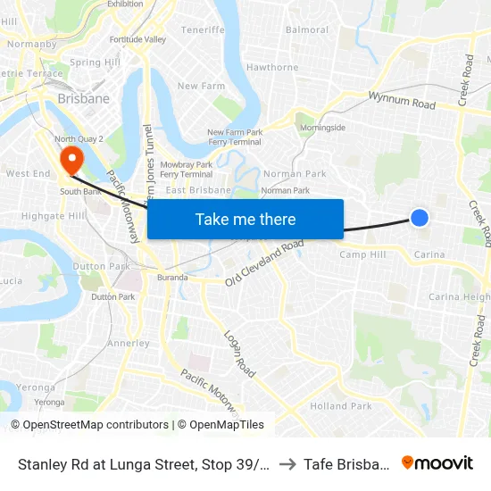 Stanley Rd at Lunga Street, Stop 39/40 to Tafe Brisbane map