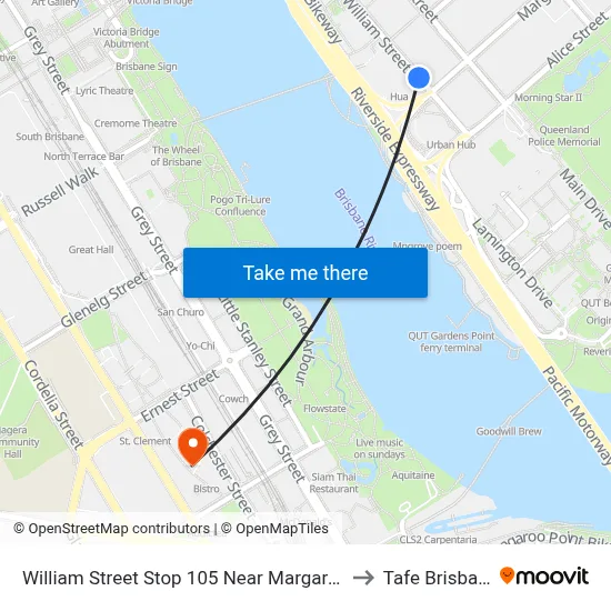 William Street Stop 105 Near Margaret St to Tafe Brisbane map