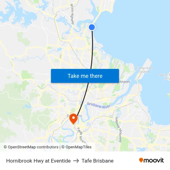 Hornibrook Hwy at Eventide to Tafe Brisbane map