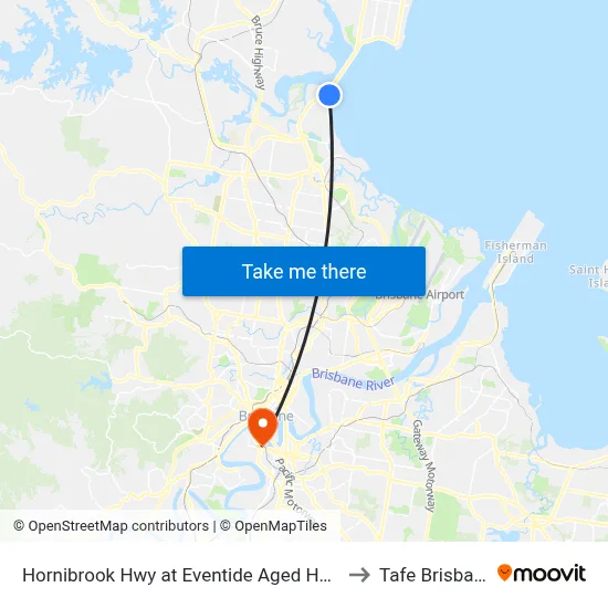 Hornibrook Hwy at Eventide Aged Home to Tafe Brisbane map