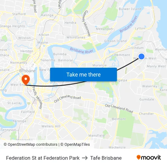 Federation St at Federation Park to Tafe Brisbane map