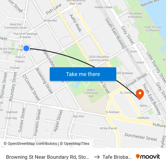 Browning St Near Boundary Rd, Stop 5 to Tafe Brisbane map