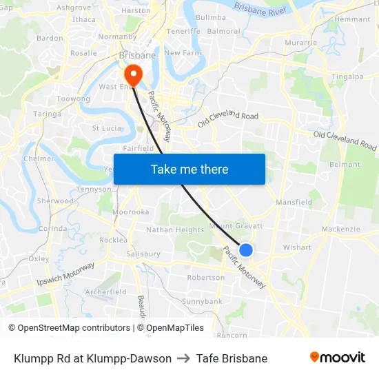 Klumpp Rd at Klumpp-Dawson to Tafe Brisbane map