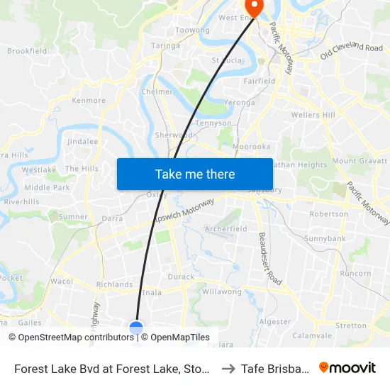 Forest Lake Bvd at Forest Lake, Stop B to Tafe Brisbane map