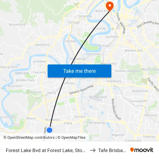 Forest Lake Bvd at Forest Lake, Stop E to Tafe Brisbane map