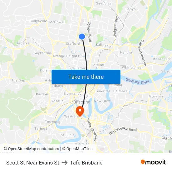 Scott St Near Evans St to Tafe Brisbane map