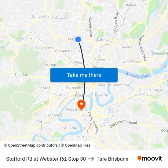 Stafford Rd at Webster Rd, Stop 30 to Tafe Brisbane map
