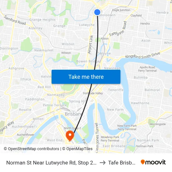 Norman St Near Lutwyche Rd, Stop 24/25 to Tafe Brisbane map