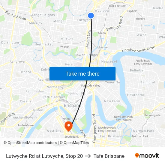 Lutwyche Rd at Lutwyche, Stop 20 to Tafe Brisbane map