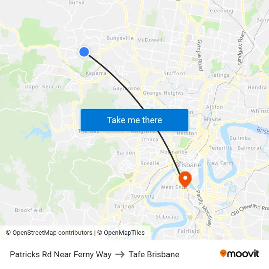 Patricks Rd Near Ferny Way to Tafe Brisbane map