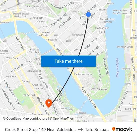 Creek Street Stop 149 Near Adelaide St to Tafe Brisbane map