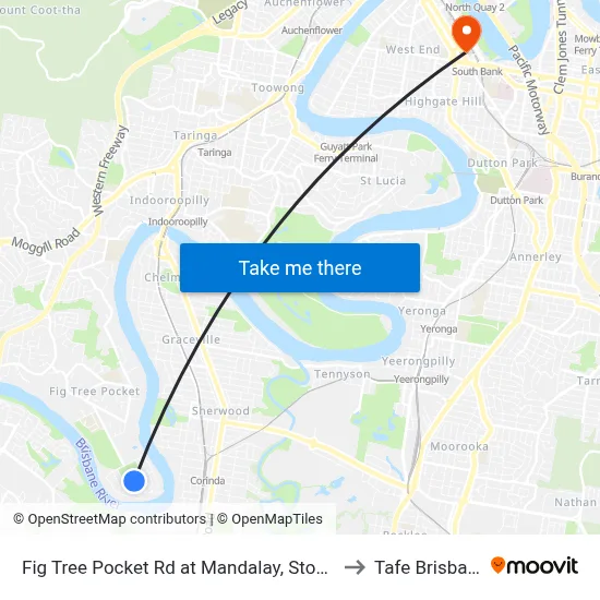 Fig Tree Pocket Rd at Mandalay, Stop 44 to Tafe Brisbane map