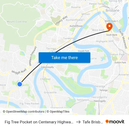 Fig Tree Pocket on Centenary Highway Siding to Tafe Brisbane map