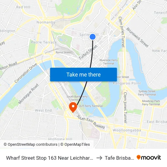 Wharf Street Stop 163 Near Leichhardt St to Tafe Brisbane map
