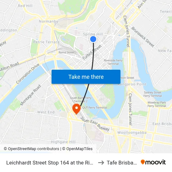 Leichhardt Street Stop 164 at the Ridge to Tafe Brisbane map