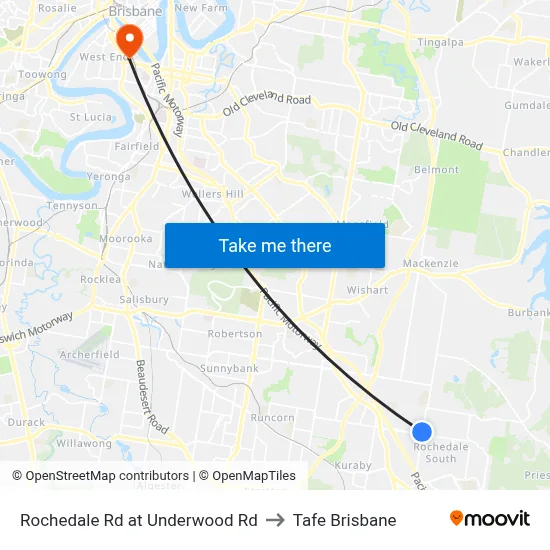 Rochedale Rd at Underwood Rd to Tafe Brisbane map