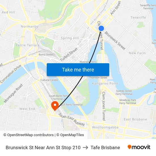 Brunswick St Near Ann St Stop 210 to Tafe Brisbane map