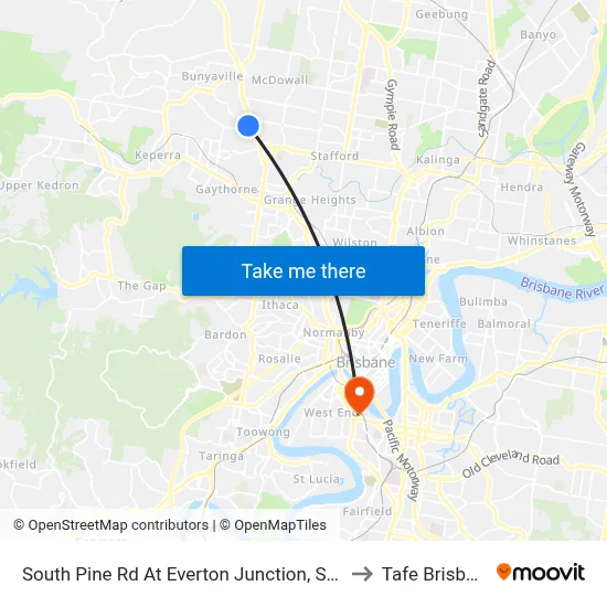 South Pine Rd At Everton Junction, Stop 7 to Tafe Brisbane map