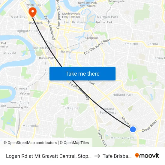 Logan Rd at Mt Gravatt Central, Stop 37 to Tafe Brisbane map