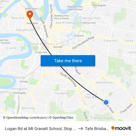 Logan Rd at Mt Gravatt School, Stop 35s to Tafe Brisbane map