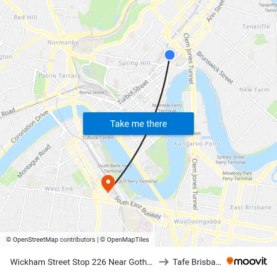Wickham Street Stop 226 Near Gotha St to Tafe Brisbane map