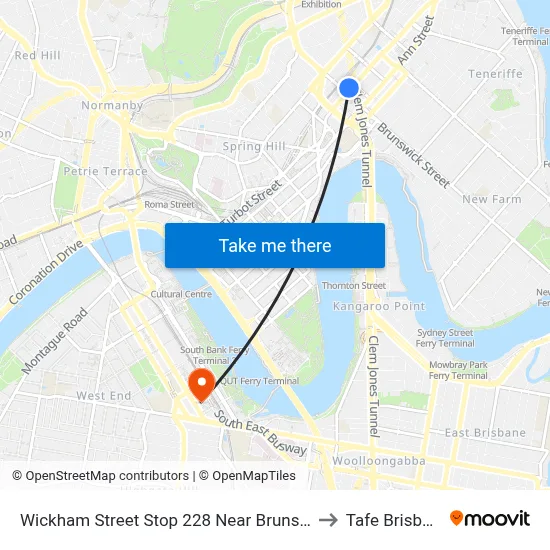 Wickham Street Stop 228 Near Brunswick to Tafe Brisbane map