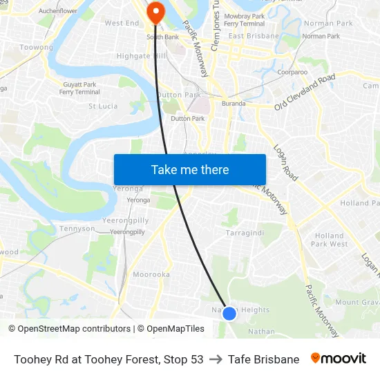 Toohey Rd at Toohey Forest, Stop 53 to Tafe Brisbane map