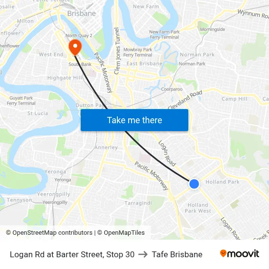Logan Rd at Barter Street, Stop 30 to Tafe Brisbane map
