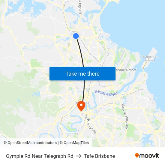 Gympie Rd Near Telegraph Rd to Tafe Brisbane map
