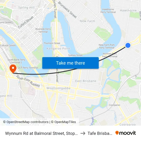 Wynnum Rd at Balmoral Street, Stop 21 to Tafe Brisbane map