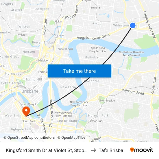 Kingsford Smith Dr at Violet St, Stop 35 to Tafe Brisbane map