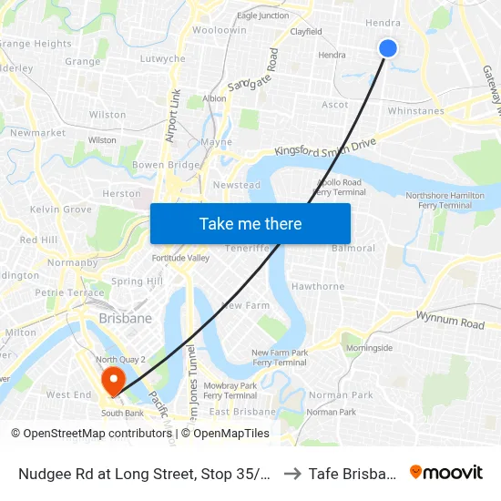 Nudgee Rd at Long Street, Stop 35/45 to Tafe Brisbane map