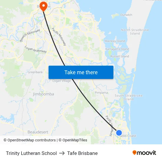 Trinity Lutheran School to Tafe Brisbane map