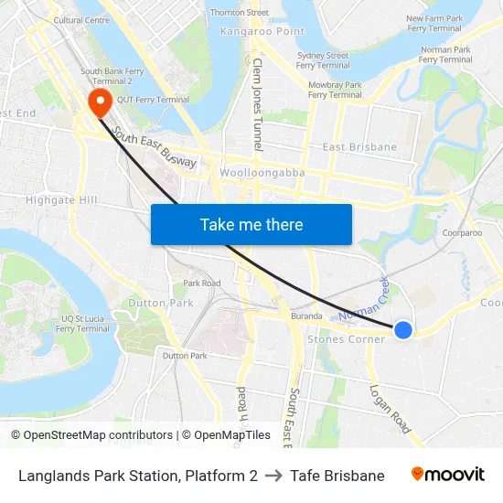 Langlands Park Station, Platform 2 to Tafe Brisbane map
