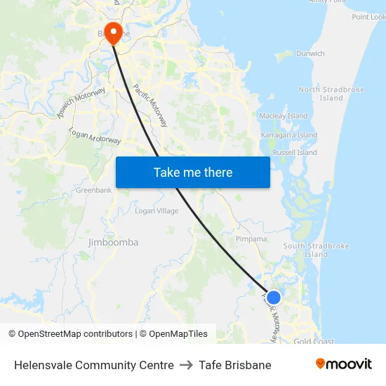 Helensvale Community Centre to Tafe Brisbane map